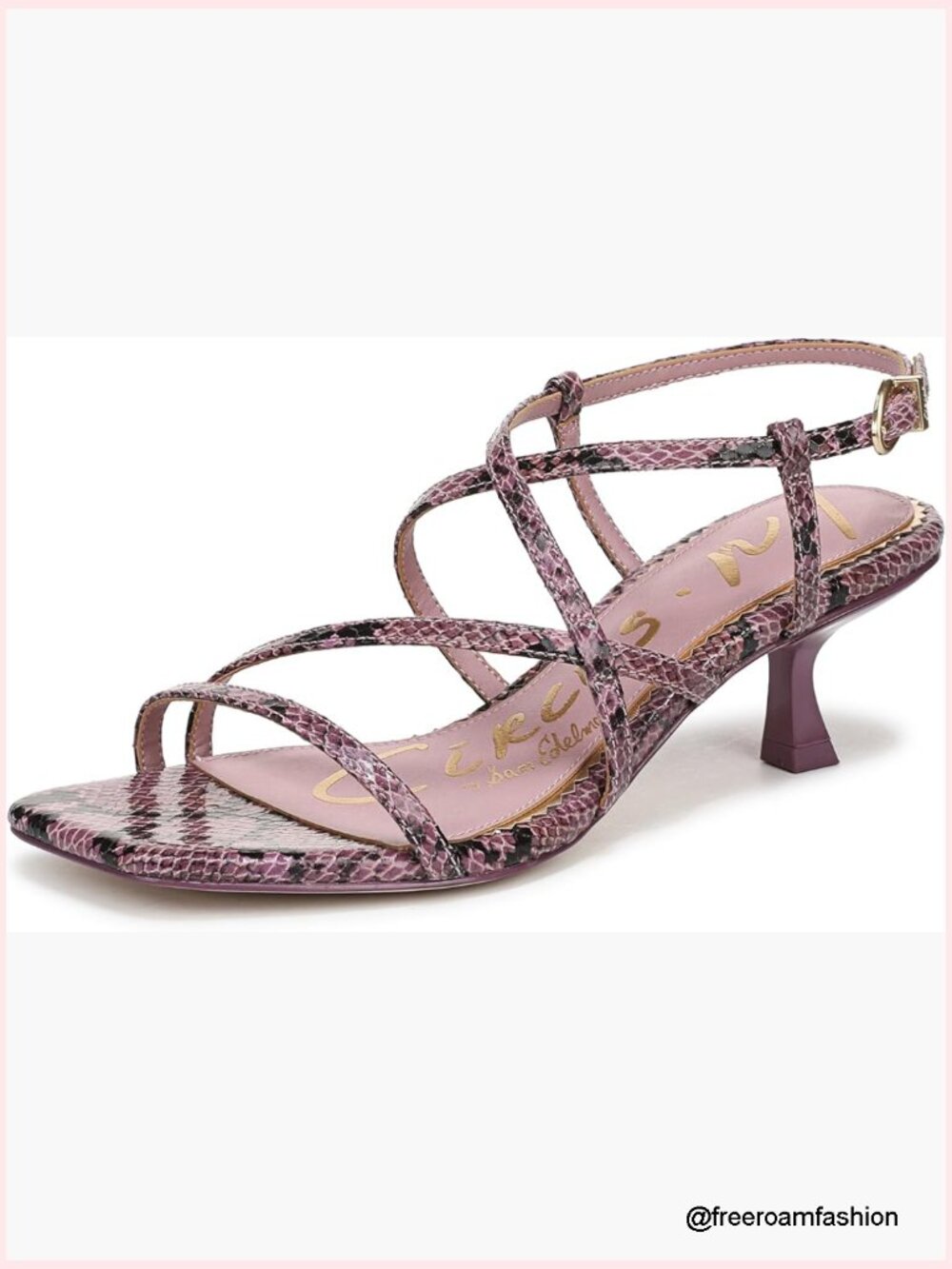 2in Kitten Heel Strappy Sandals Faux Leather Buckle Open Toe
